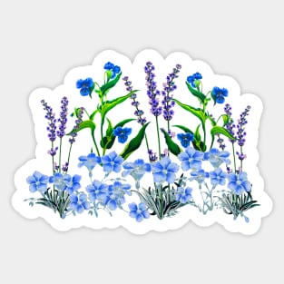 Blue Flowers with Lavender for Gardeners Sticker